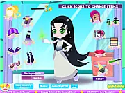Screenshot of Starfire Dress Up game featuring the Teen Titans Go! character Starfire in a colorful alien princess outfit
