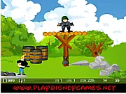 Johnny Bravo in camouflage fighting enemies in the forest in the free online game Military Adventure