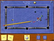 Blueprint Billiards 9-Ball pool game screenshot - cue ball lining up a shot on a schematic pool table