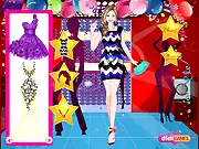 Junior Prom Dress Up game screen showing Jessica wearing a beautiful long gown and accessories, with options for choosing different dresses and makeup displayed. Play free online fashion game.
