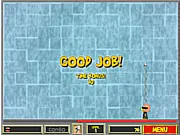 Bubble Struggle 2 online gameplay screenshot, character shooting a harpoon at a large bouncing bubble