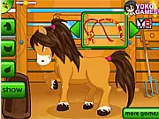 Play Pony Care online free game, caring for pony, brushing, washing, and dental hygiene for a cute pony.