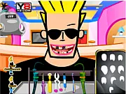 Johnny Bravo Perfect Teeth dentist game, fix dental problems, free online simulation, help Johnny Bravo regain his smile