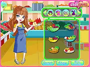 Play Cute Fruiterer free online dress up game, girl working at a grocery store, fashion game on PlayArcadeHub