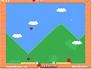 Gameplay screenshot from Awe Step by Step, showing the little red ball near hearts and overcoming obstacles in the free online puzzle platformer game