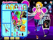 Super Singer dress up game screen showing a glamorous pop star choosing a sparkly outfit for her concert, play free online on PlayArcadeHub