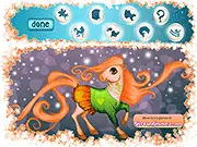 Baby Horse Dress Up game featuring an adorable brown foal with a brightly colored mane and a saddle standing in a sunny field.