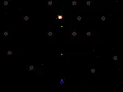 Screenshot of Overcome free online space shooter game, showing a starship battling space pirates