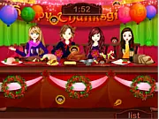 Thanksgiving Dinner Hidden Objects free online game, festive scene with hidden objects, girls preparing for dinner