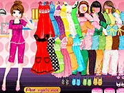 Cute Pajama Girl dress up game screenshot, playing free online fashion game on PlayArcadeHub