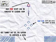 Screenshot from the free online game Save The Dummy 2, showing a crash-test dummy waiting on blocks above dangerous spikes, with the safety goal nearby.