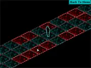 Screenshot from the Void Runner infinite runner game, showing a player's character speeding through abstract geometric obstacles in a dark, neon-lit void