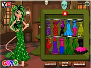 Screenshot from the free online game Monster High Jinafire Long Dress Up, showing the dragon-born ghoul wearing a stylish, new outfit.