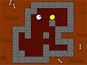 Moti Gold Maze Adventure game screen showing Moti the character navigating a dark tunnel with gold nuggets, play free online puzzle