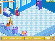 Kid's Umbrella Store online game screenshot, managing kids in a colorful shop, free business simulation game playarcadehub, buying store upgrades