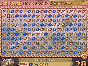 Sea Jewels Hooks Gold free online match 3 game, unique jewel puzzle game, gold gems