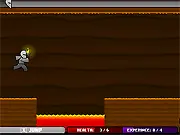 Cave Runner Adventure free online game screenshot. A character running and jumping over spikes in a dark cave environment.