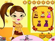 Screenshot of the Thanksgiving Makeover online dress-up game featuring a girl's holiday outfit selection on PlayArcadeHub
