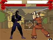 Ninja Guiji 2 free online game showcasing a ninja character performing a stealth assassination combo move on an enemy.