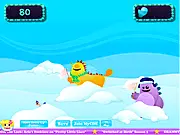 Chompy's Snowball Fight game screen with characters throwing snowballs, free online action game