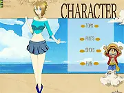 Ines in a cool pirate outfit, Pirate Crew Adventure Dress Up game screen, free online game inspired by Luffy's crew fashion