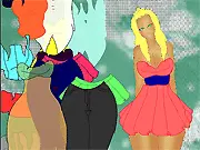 Crappy Dress Up free online game screenshot. A character wearing a wildly mismatched and funny outfit with strange accessories.