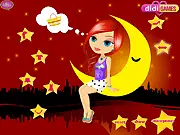 Moon Dreamer Wishlist Dressup game screen showing the character Suzie wearing a stylish outfit on the surface of the moon, play free online
