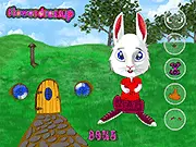 Funny Bunny Flash dress-up game online, featuring an adorable rabbit character and fashion accessories.