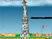 Wizard and Wizard Defense free online game, wizards shooting down rockets to protect castle, tower defense shooter