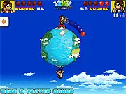 Punch Ball Jump game screenshot showing two characters on a small court, attempting to punch a ball over the center net.