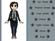 Screenshot of the free online game Lucie: Dress Me Up showing the character Lucie ready to be dressed in various clothes and fashion accessories.