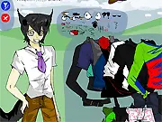 Human Darkstripe Dress Up game screenshot showing a customizable character in a human and wolf-themed hybrid outfit, a free online dress-up game.
