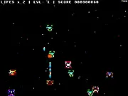 Retro Lotti Arcade free online game screen showing a classic-style spaceship shooting down pixelated alien enemies in an endless Shmup game.