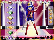 Super Popstar Dress Up free online game, female model wearing a stylish celebrity outfit and high fashion accessories