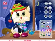 The adorable Cuddles the Kitten wearing a cute outfit and accessories in the free online dress up game.