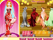Fashion model walking the runway in a stylish outfit and makeup from the 2009 Runway Star free dress up game.