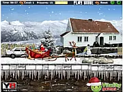 Play Santa Gifts Delivery Christmas free online game, balancing Santa's sleigh and reindeer to deliver gifts to children across 10 levels
