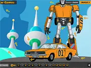 Screenshot from the Transformers Car Keys hidden object game showing Optimus Prime and a car with several small keys hidden in the background
