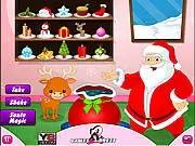 Screenshot of Santa Claus mixing a potion in the free online Christmas Magic Santa game on PlayArcadeHub