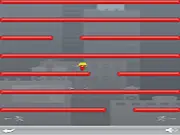 Screenshot of Seven Jumps free online platformer game showing a character jumping through a small gap in a building floor, avoiding obstacles