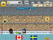 Puppet Ice Hockey Stanley Cup game online free, two puppet athletes battling for the puck on the ice rink