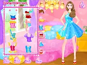 Sorority Party free online dress-up game, elegant girl Linda in a party dress with accessories, fashion styling game