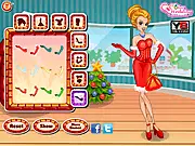 Christmas Ball Princess free online dress up game screenshot, showing a girl selecting a beautiful gown and accessories for a Christmas party