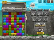 Tower Siege free online game screenshot showing colorful bricks in a physics-based tower structure