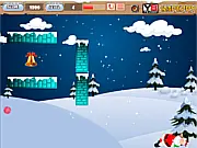 Screenshot of the free online game Wake Up Santa, showing a sleeping Santa Claus and a puzzle setup with a bell that needs to be hit by a launched ball.