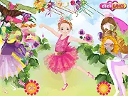 Fairy Garden Dressup Game featuring a cute little fairy named Mollie in a magical forest setting, play free online