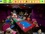Kids Party Room game screenshot showing a brightly decorated room with party lights, gifts, and hidden objects to find