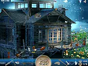 Moonlight Cottage game scene showing a magical living room filled with various hidden objects and glowing accents | Play free online hidden object puzzle game