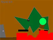 The game screen for Blacky the Cube showing the small black square hero jumping over a set of red spikes in a white and black minimalist environment