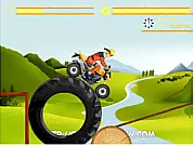 Naruto Ultimate Challenge free online game showing Naruto on a dirt bike overcoming a steep, rocky obstacle course.